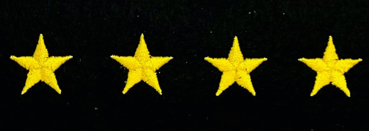 STAR HASH MARKS - 5/8" - MEDIUM GOLD on BLACK FELT.